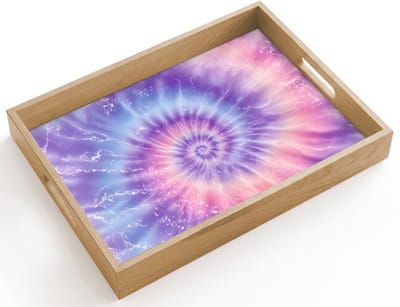 Dienblad hout 40x30 cm - Schootdienblad - Pasteltinten - Paars - Spiraal - Marmer - Borrelplank rechthoek - Plateau dienbladen