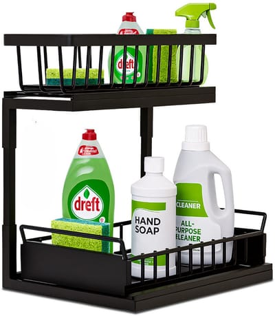 SEPH® Gootsteenkast Organizer - Keukenkast Organizer - Gootsteenrek - Aanrecht Organiser - Keuken Organizers - Badkamer organizer - Uitschuifbare lade- Gootsteenkast - Zwart Design - 36.5x27x37.5cm