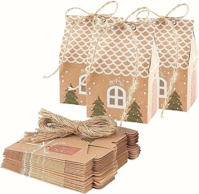 Kerstmis Kleine Huis Snoep Verpakkingsdoos - Schattige en Unieke Cadeauverpakking voor Snoepjes - Perfect voor Kerstcadeaus en Feestdecoratie - Originele Verpakking voor Kleine Geschenken - 5 stuks