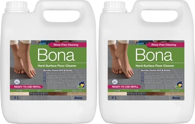 Bona Harde Vloer, Tegel en Laminaat Reiniger - 2 x 4 Liter Multipack - PVC Reiniger - Streeploos - Sneldrogend - Vloerreiniger Vloeistof (Ook Geschikt Voor Robotstofzuiger Met Dweilfunctie)