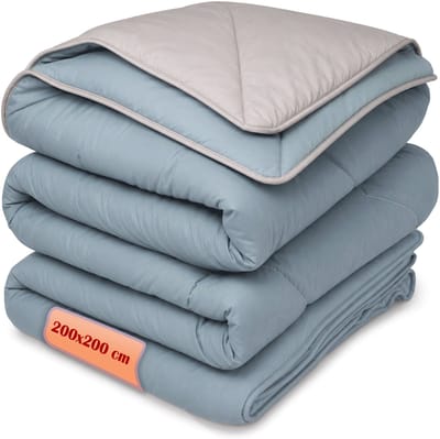 LitaLente 2-in-1 Dekbed Zonder Overtrek - 200x200 - Omkeerbaar Duo Kleur Taupe/Dune - Hypoallergeen - Wasbaar hoesloos dekbed - Bedrukt dekbed - All year zomerdekbed & winterdekbed