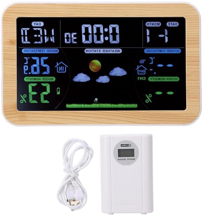Weerstation LCD - Weerklok Thermometer - Weersvoorspelling Thuis - Drievoudige Buitenmonitoring - 80-100 meter bereik - Zwart