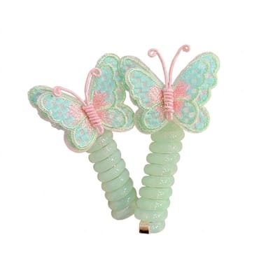 2 stuks Mintgroene vlinder haar clip dames – kunststof haar accessoire met borduur vlinder detail – set van twee – pastel mint roze haar klem