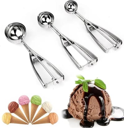 Ijsschep RVS Ø5 cm - 5 x 22 x 6 cm - keukenbenodigheden - portioneerlepel - ijsboltang - oliebollenlepel - ijsschepper - scooper - ijsjes scheppen - ijslepel - RVS - IXEN