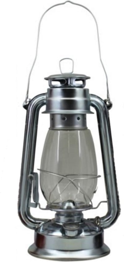 Hofftech Klassieke stormlantaarn - hittebestendig glas - zilverkleurig - 30 cm