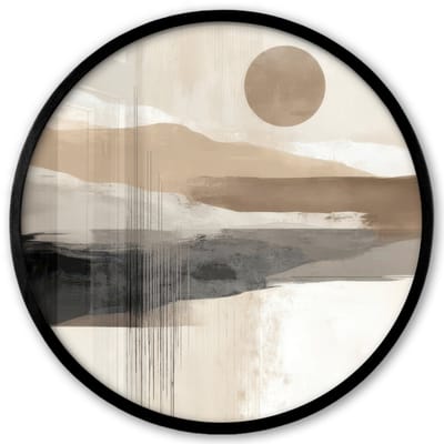 Poster in lijst Rond - Fotolijst 40x40 cm - Posters - Minimalistisch - Landschap - Dimensie - Ronde posterlijst zwart - Decoratie - Wanddecoratie woonkamer - Muurdecoratie slaapkamer