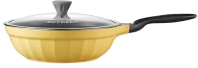 BUYDEEM CP102 Serie - Gietaluminium Koekenpan - 30cm - Niet-aanbaklaag - Gele Kleur