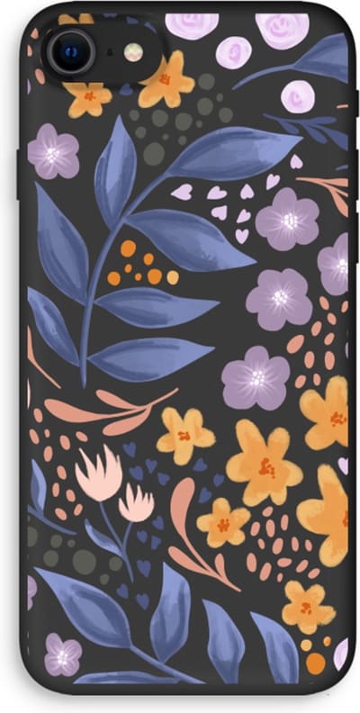 Case Company® - Hoesje geschikt voor iPhone SE 2020 hoesje - Flowers with blue leaves - Biologisch Afbreekbaar Telefoonhoesje - Bescherming alle Kanten en Schermrand