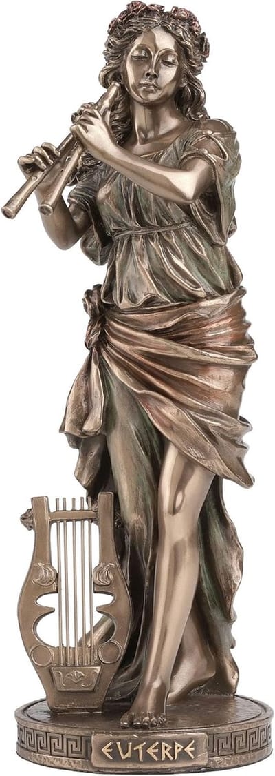 Veronese Design Beeld/figuur - Euterpe Muze van het Fluitspel en de Lyrische Poëzie - (hxbxd) ca. 23cm x 9cm x 8cm