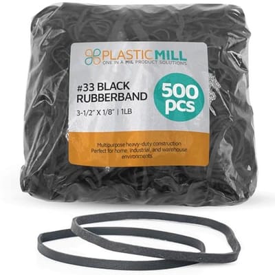 Rubber Band #33 - 1000 Stuks - Zwart - Ideaal voor Organisatie en Opslag