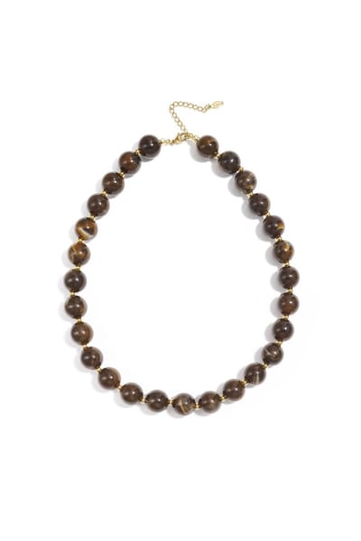 Honey Bead Ketting | RVS & Acryl | Kralen Ketting | Bruin | Beste Cadeau voor haar