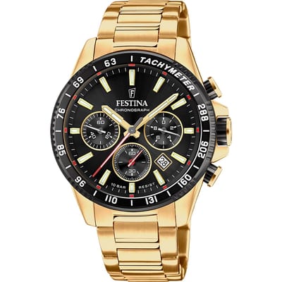 Festina F20634/5 Heren Horloge - Chronograaf - Mineraalglas - Roestvrijstaal/Staal - Ø 45 mm - Quartz - Vouw/Vlindersluiting - 10 ATM (zwemmen)