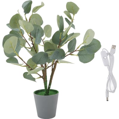 Kunstmatige Verlichte Tafelblad Eucalyptusboom USB-voeding LED Kunstplant met Lichtjes voor gray