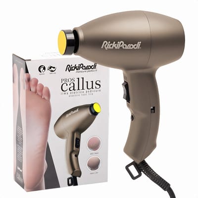 RickiParodi Elektrische Eeltverwijderaar – Professionele Voetvijl 60W – 12 Scrubkoppen – 2 Snelheden – Verwijdert Eelt & Kloven – Pedicure Tool