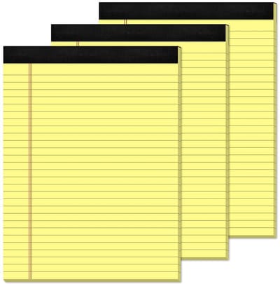 Gele Schrijfblokken A4 Juridisch Model 8,5 x 11 Inch Breed Gelijnd - 3 Stuks