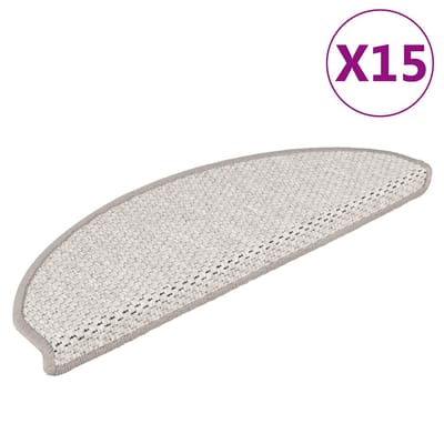 vidaXL - Trapmatten - zelfklevend - 15 - st - sisal-look - 65x21x4 - cm - platinakleur