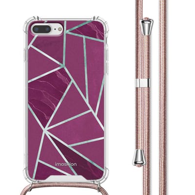 imoshion Hoesje - Geschikt voor Apple iPhone 8 Plus / 7 Plus - Design Hoesje met Koord - Bordeaux Graphic