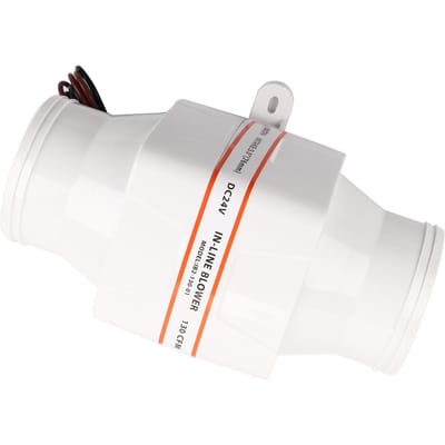 Ventilateur de cale marin en ligne 3 pouces Silencieux Ventilateur de ventilation puissant pour yacht bateau camping-car 24V white
