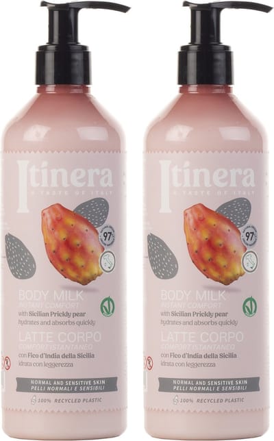 ITINERA - Milk, bodylotion voor de normale en gevoelige huid met Siciliaanse cactusvijg, 97% natuurlijke ingrediënten 370 ml (2 stuks)