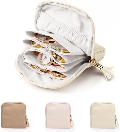 Stijlvolle Sieradenbox met Fluwelen Voering - Reisorganizer voor Ringen, Oorbellen en Kettingen - Perfect Cadeau voor Vrouwen in Beige