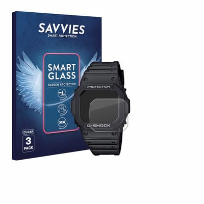 3 Stuks Savvies Screenprotector - geschikt voor Casio G-Shock GW-M5610-1ER - beschermfolie glas transparant