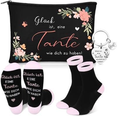 Dailygoods- Cosmetische Tas - Praktisch Cadeau voor Tante - Sleutelhanger - Sokken - Canvas - Roestvrij Staal - 23 x 16 cm - Make-up Tas