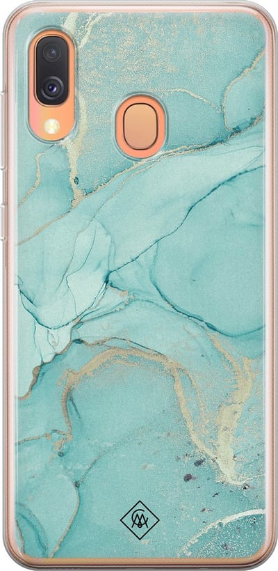 Casimoda® hoesje - Geschikt voor Samsung A40 - Marmer mint groen - Backcover - Siliconen/TPU - Mint