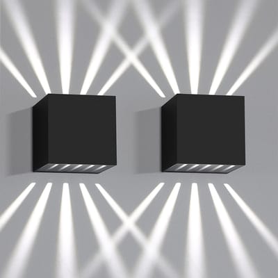 NETTLIFE Wandlamp LED - 2 Stuks - zwart - 10W - binnen & buiten Wandverlichting - 4500K Koud wit Licht - IP65 waterdichte buitenwandlamp - up en down Design - voor Woonkamer | trap | gang | balkon | badkamer