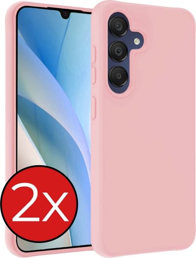 Hoesje - 2 Stuks - Geschikt voor Samsung Galaxy A15 - Sterk & Shockproof - Telefoonhoes - Back Cover - Case Siliconen - Telefoon Hoes - Lichtroze