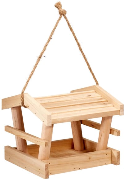 Pro Garden Vogel voeder huisje Plateau - hangend - hout - 19 x 19 x 16 cm - vogelhuisje - tuin - voederplank