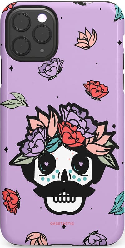 Casetastic Hoesje Geschikt voor Apple iPhone 11 Pro Max - Stijlvolle Beschermende Duo-layer Case - Schedel Snor