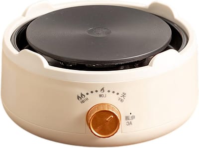 Kleine Kookplaat - Draagbare Plaat - Koken Buiten - Traploos Instelbaar - Diameter 15cm - Wit Zwart