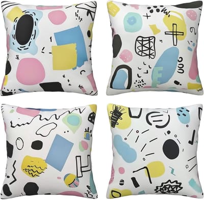 Kussenhoezen, sierkussenhoezen, abstracte geometrie, 65 x 65 cm, behaaglijk, kussenhoes met onzichtbare ritssluiting, zacht, wollig, bankkussen, wasbaar, voor terras, bank, woonkamer