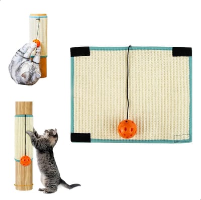 Famanu – Zelfklevende kattenkrabmat 200x40 cm – Trimbare krasbescherming voor muur en bank – Grijs