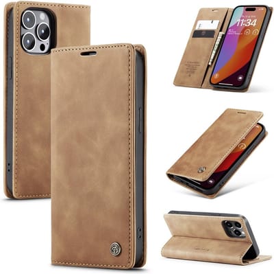 CaseMe Hoesje - Geschikt voor iPhone 16 Pro Max Hoesje - CaseMe 013 Book Case - Bruin