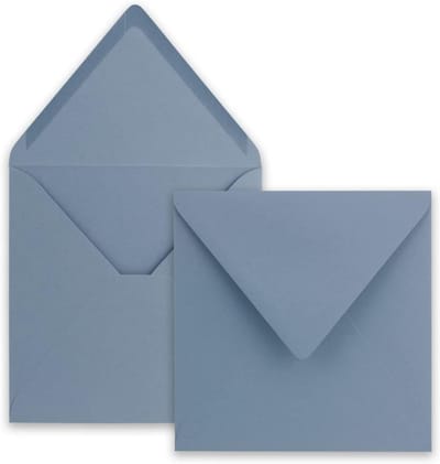 50x Vierkante Enveloppen Grijsblauw 15,5x15,5 cm 110g/m² voor Uitnodigingen Bruiloft