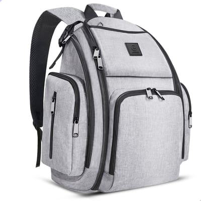 AG Luiertas Rugzak Grijs 28L - Verzorgingstas - Rugzak Organizer - Kinderwagenhaken en Isoleervak - Baby - Meisje & Jongen Kraamcadeau- Inclusief Flessenwarmhouder - Geschikt voor Elke Buggy - Multifunctioneel