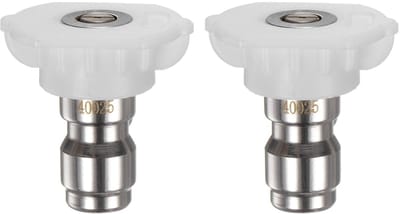 Dailygoods - M METERXITY 2-pack hogedrukreiniger sproeikoptips, 40 graden 1/4 snelkoppeling roestvrijstalen hogedrukreiniger straalmondstuk Power Washer Tip voor reiniging [1 mm opening]