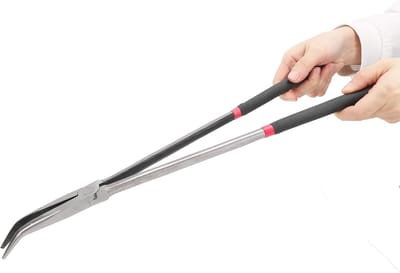 Tang Lange Handgreep - Buigbare Tang - Objecten Pakken - 45 Graden Gebogen - 40 cm - Zwart