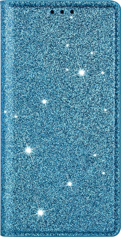 Hoesje geschikt voor iPhone 15 - Bookcase - Pasjeshouder - Portemonnee - Glitter - TPU - Blauw