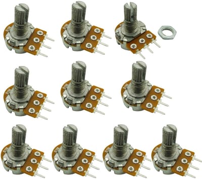 10 Stuks 1K Ohm Potentiometer Set - Lineaire Rotary Potmeters met Knurled Schacht