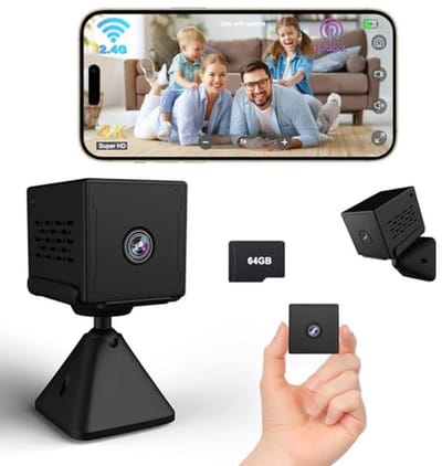 HD 4K Mini Spy Camera met WiFi en Draadloos, Bewegingsdetectie en Nachtzicht, Bewakingscamera voor Binnen en Buiten