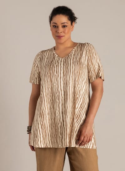 YEST CURVE Ankie Essential Tops - Summer Taupe/Multi C - maat X-0(44)