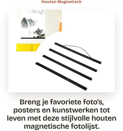 Dailygoods- Fotolijst Magnetisch 60 cm - Houten Fotolijst - Wanddecoratie - Houder voor Foto's - Posters - Modern Design - Duurzaam Materiaal - Posterlijst