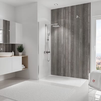 Schulte badkamer achterwand - steen beton - 150x255 - zelf inkortbaar en zelfklevend - wanddecoratie - muurdecoratie - wandpanelen - muurbekleding