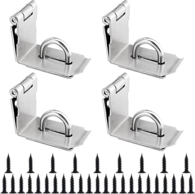 4 Stuks 4 Inch 90 Graden Hangslot Hasp, Kleine Rechte Hoek Hasp Slot met Schroeven voor Deur en Raam - Veiligheidsoplossing voor Thuis en Tuin