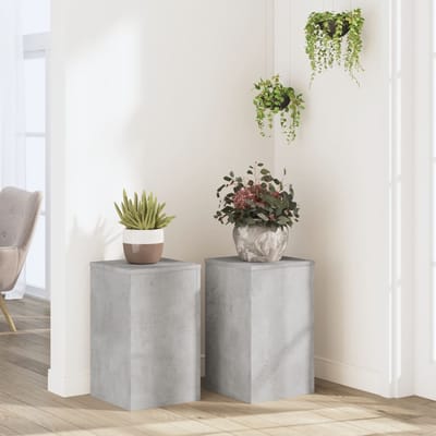 vidaXL - Plantenstandaards - 2 - st - 30x30x50 - cm - bewerkt - hout - betongrijs