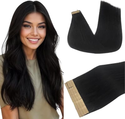 Tape-in Haarverlenging Echt Haar Diepzwart 35cm Remy Kwaliteit