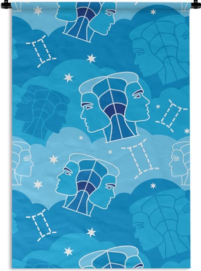 Wandkleed - Wanddoek - Zodiac - Tweeling - Design - 60x90 cm - Wandtapijt