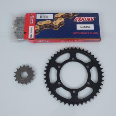 Kit chaîne Axring pour moto Yamaha 1000 YZF R1 2009 à 2014 15x45 P530 Al110mm